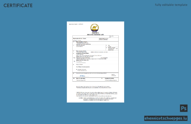 Eritrea Personenstandsurkunde (Sterbeurkunde) – Beispiel-Word- und PDF-Datei